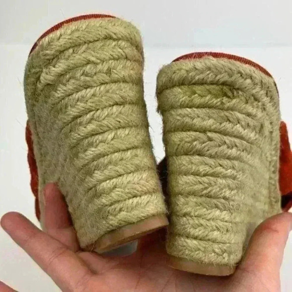 Nine west sandals sz 8 Wntgnitiontj burnt orange suede wedge espadrilles - Picture 6 of 9